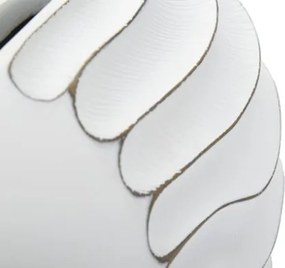 Vaso in resina con decorazioni in rilievo 34X11,5X24,5 cm bianco