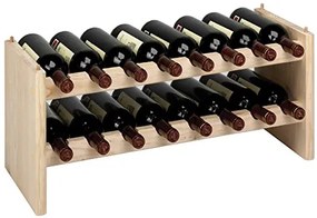 Cantinetta componibile portabottiglie Vino in Legno di Pino Naturale 16 postazioni per modulo Dimensione cm 69x27xh30