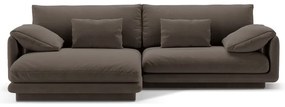 Divano angolare marrone (con penisola a sinistra/con chaise lounge) con rivestimento in velluto Torino – Micadoni
