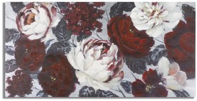 Dipinto su Tela: Fiore Rosso e Bianco su Sfondo Nero - 120x3,7x60 cm