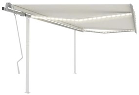 Tenda da Sole Retrattile Manuale con LED 4x3,5 m Crema