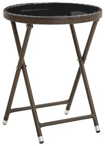 Set bistro da giardino 3 pezzi con cuscini marrone in polyrattan