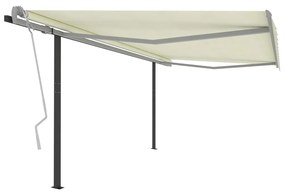 Tenda da Sole Retrattile Automatica con Pali 4,5x3 m Crema