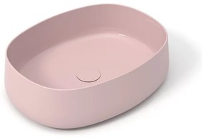Lavabo da appoggio OLYMPIA CERAMICA ovale in ceramica L 60 x H 14 x P 40 cm rosa lucido piletta non inclusa