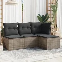 Set Divani da Giardino 4 pz con Cuscini in Polyrattan Grigio 3217500