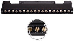 Faro LED Lineare 18W Magnetico 36cm CRI92 UGR16 Nero 48V Colore Bianco Caldo 3.000K