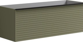 Mobile da bagno sospeso sotto lavabo Pixel stripes 1 cassetto  L 120 x H 40 x P 45.5 cm verde salvia laccato opaco, con maniglia alluminio nero opaco