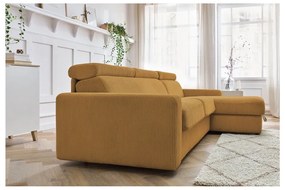 Divano angolare color senape allungabile (con composizione variabile) con rivestimento in velluto a coste Monaco – Bobochic Paris