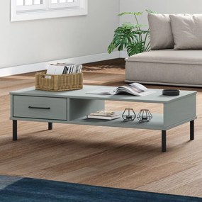 Tavolino Salotto Gambe Metallo Grigio Legno Massello Pino Oslo /