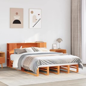 Letto libreria senza materasso marrone cera 160x200 cm legno