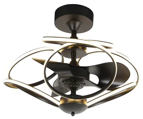 Ventilatore da soffitto design nero con telecomando incluso LED - Kauv