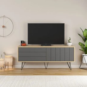 Mobile Porta TV Struttura Rovere E 2 Ante A Ribalta Antracite Picadilly