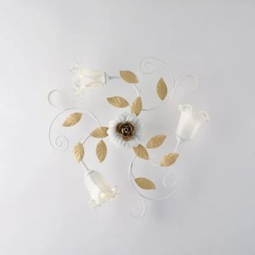 Plafoniera in ferro laccato bianco shabby 3 luci cesto