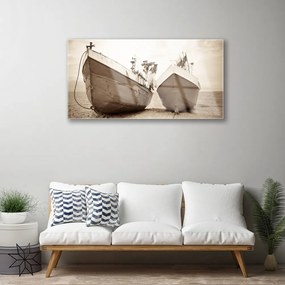 Quadro in vetro Barche Acqua Paesaggio 100x50 cm
