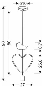 Lampada per bambini bianca e rosa con paralume in metallo Single - Candellux Lighting