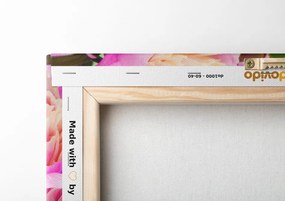 Quadro su tela – Peonie con scritta Love