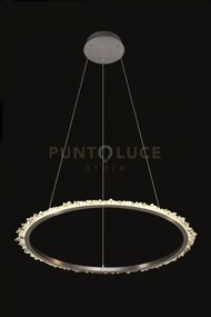 Lampada a sospensione rotonda grande quartz halo, nichel satinato, ...