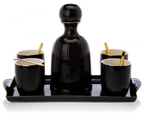 Set di tazzine in ceramica con caraffa e vassoio KENDI nero