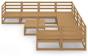 Set divani da giardino 9 pz in legno massello di pino