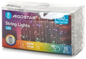 Aigostar - Catena LED natalizia da esterno 100xLED/8 funzioni 3xAA 4x1m IP44 multicolore