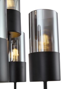 Lampadario moderno nero con vetro fumé 9 luci - Laura