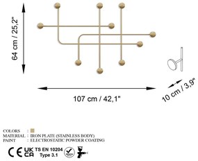 Attaccapanni da parete color oro in metallo Dama - Kalune Design