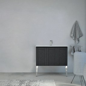 Mobile bagno Denver a terra 90 cm finitura grafite senza specchio e senza colonna