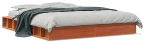 Letto Senza Materasso Marrone Cera 160x200 Cm İn Legno Di Pino /