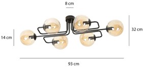 Lampadario da soffitto BRENDI 6 in acciaio e vetro 6xE14