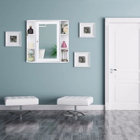 Costway Armadietto a specchio pensile da bagno Mobile da parete con ante 65x17x63cm Bianco