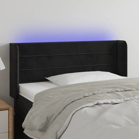 Testiera A Led Nera 103x16x78/88 Cm İn Velluto /