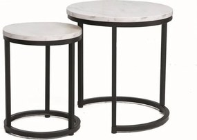 Set di Tavolini da caffè Hola effetto marmo bianco/nero
