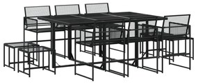 Set da pranzo da giardino 11 pz in polyrattan nero