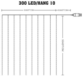 LED RGB Dimmerabile Tenda natalizia WIZARD 300xLED/USB 3x3m + telecomando