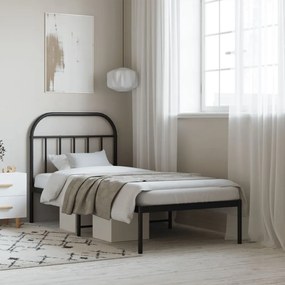 Giroletto Con Testiera İn Metallo Nero 90x200 Cm /