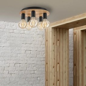 Plafoniera DUSTY 5xE27/15W/230V diametro 34 cm quercia/nero