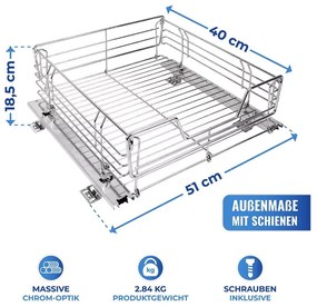 Ripiano estraibile in acciaio inox Slide, 51 x 40 cm - Maximex