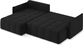 Divano angolare nero allungabile/con contenitore (con penisola a sinistra/con chaise lounge) Moku – Makamii