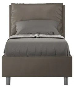 Letto singolo contenitore imbottito 80x200 similpelle cappuccino Antea