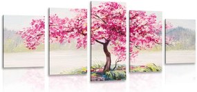 Quadri 5 pezzi – Ciliegio orientale in rosa