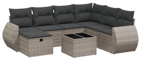 Set divano da giardino 8 pz con cuscini grigio in polyrattan