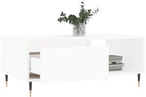 Tavolino da salotto bianco 90x50x36,5 cm in legno multistrato