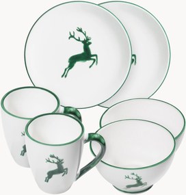 Set da colazione fatto a mano Grüner Hirsch, 2 persone, set da 6