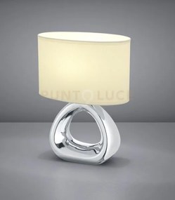 Gizeh lampada tavolo base ceramica argento c/foro paral.bianco inte...