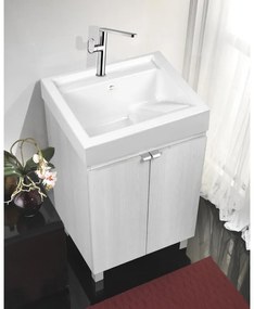 Mobile lavanderia con lavabo incluso Exe in abs olmo perla P 50 x L 60 x H 84 cm