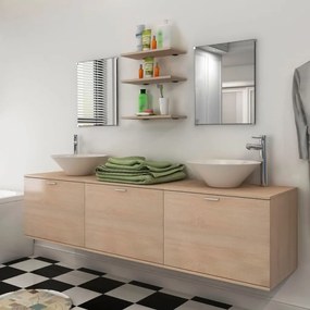 Mobili Da Bagno Con Lavabo Set 8 Pz Beige /