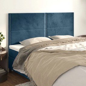Testiera 4 Pz Blu Scuro 90x5x78/88 Cm İn Velluto /