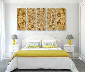 Quadri 5 pezzi – Mandala etnica dorata