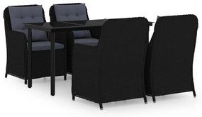 Set mobili da pranzo per giardino 5 pz nero