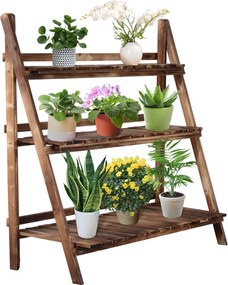 Portapiante da Giardino a 3 Ripiani in Legno di Abete 100x37x93 cm Scaletta...
